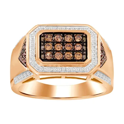 MEN’S RING 1/2 CT ROUND DIAMOND 10K ROSE GOLD