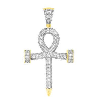 MEN’S CROSS 1 1/2 CT ROUND DIAMOND 10K YELLOW GOLD