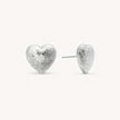 Etched Floral Heart Stud Earrings
