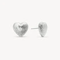 Etched Floral Heart Stud Earrings