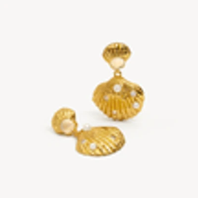 Golden Shell Drop Earrings