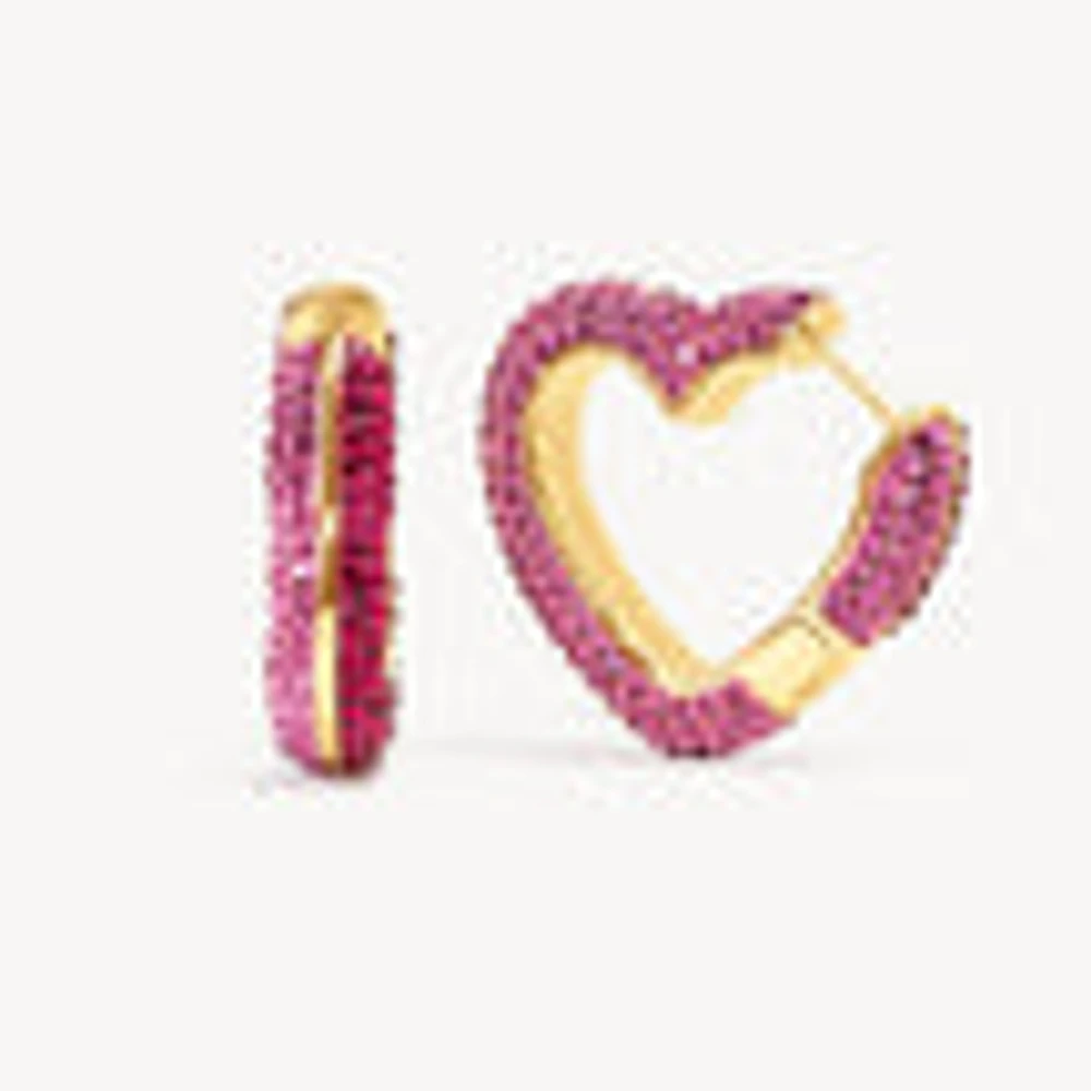 Ruby Rose Heart Sparkle Hoop Earrings