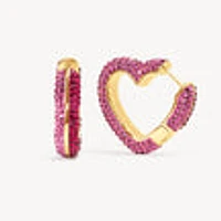 Ruby Rose Heart Sparkle Hoop Earrings