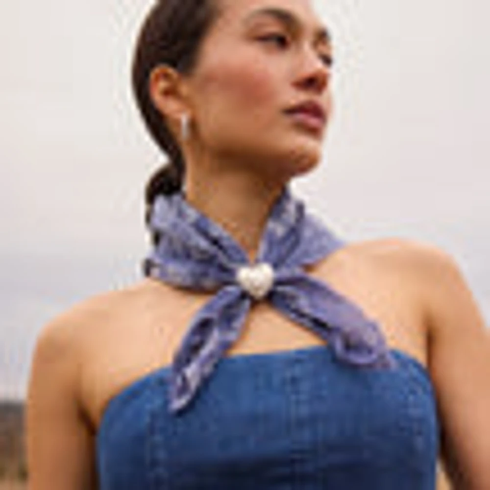 Etched Floral Scarf Slide