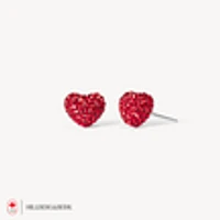 Team Canada Sparkle Heart Stud Earrings