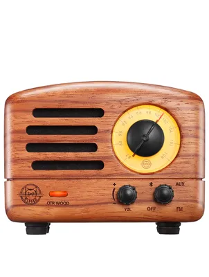 OTR Wood Portable FM Radio & Bluetooth Speaker
