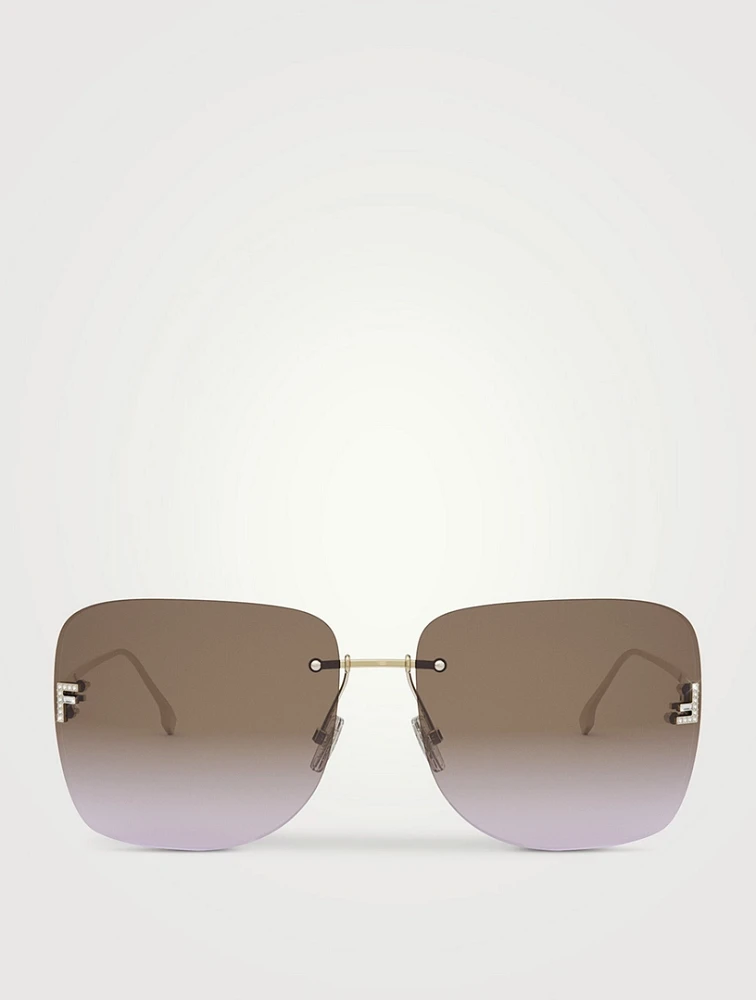 Fendi First Crystal Square Sunglasses