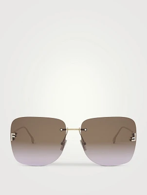 Fendi First Crystal Square Sunglasses
