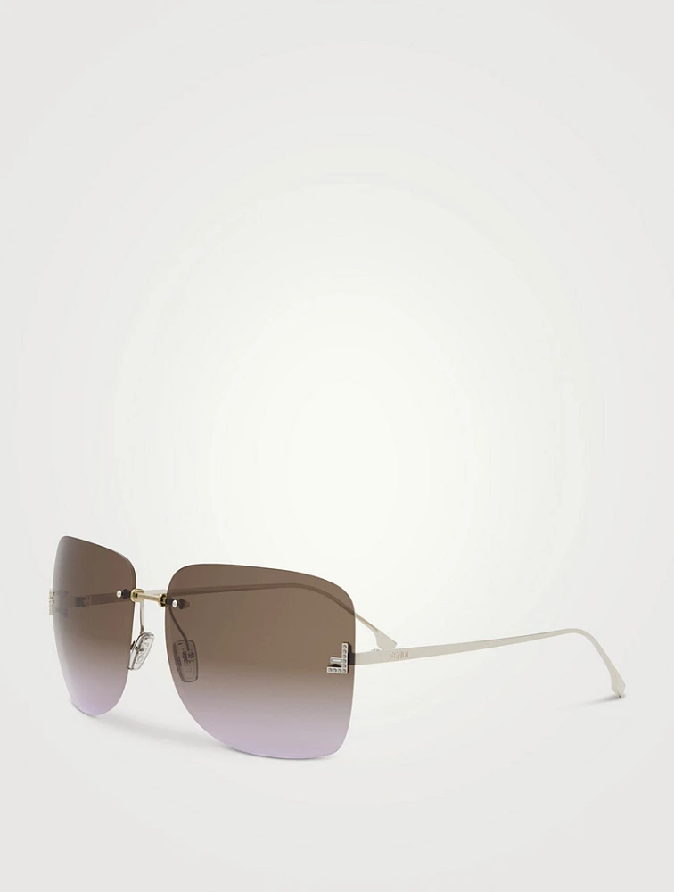 Fendi First Crystal Square Sunglasses
