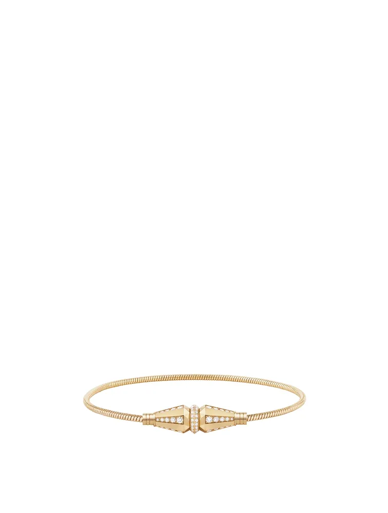 Jack De Boucheron Gold Single Wrap Bracelet With Diamonds