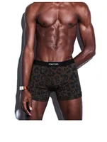 Printed Cotton Stretch Jersey Boxer Briefs With Logo