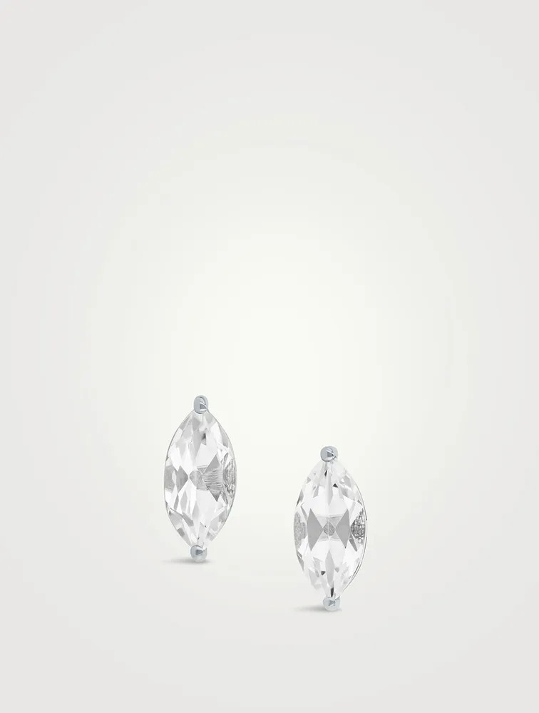 14K Gold Marquis White Topaz Stud Earrings