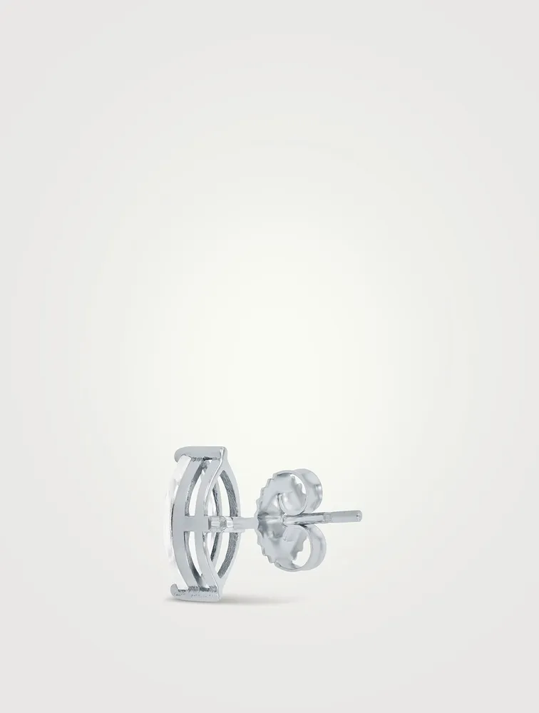 14K Gold Marquis White Topaz Stud Earrings