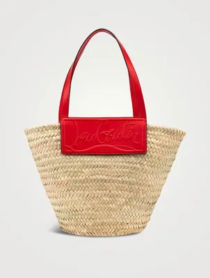 Loubishore Leather-Trimmed Raffia Tote Bag