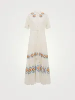 Natalie Organic Cotton Maxi Shirt Dress With Floral Embroidery