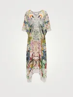 Guida Midi Kaftan Crowned Cranes Print