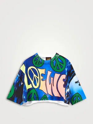 Paula's Ibiza Cropped T-Shirt In Peace Print