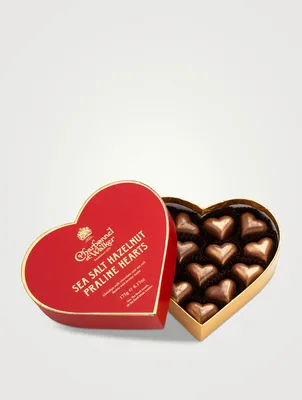 Valentine’s Milk Sea Salt Hazelnut Praline Chocolate Hearts With Bronze Lustre