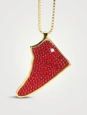 Chicago Red Iced Jordan Pendant Necklace With Crystals