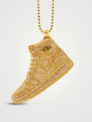 Golden 2.0 Iced Jordan Pendant Necklace With Crystals