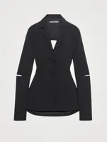 La Veste Melo Wool Stretch Backless Blazer