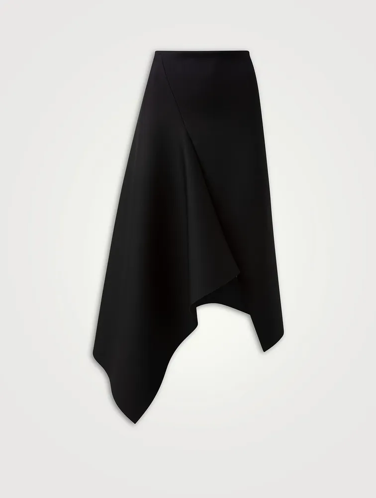 Asymmetric Neoprene Midi Skirt