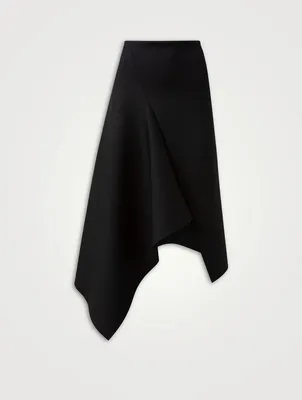 Asymmetric Neoprene Midi Skirt