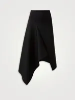 Asymmetric Neoprene Midi Skirt