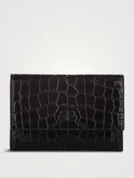 Pre-Loved Sharp Croc-Embossed Leather Shoulder Bag