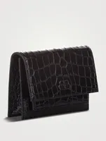 Pre-Loved Sharp Croc-Embossed Leather Shoulder Bag