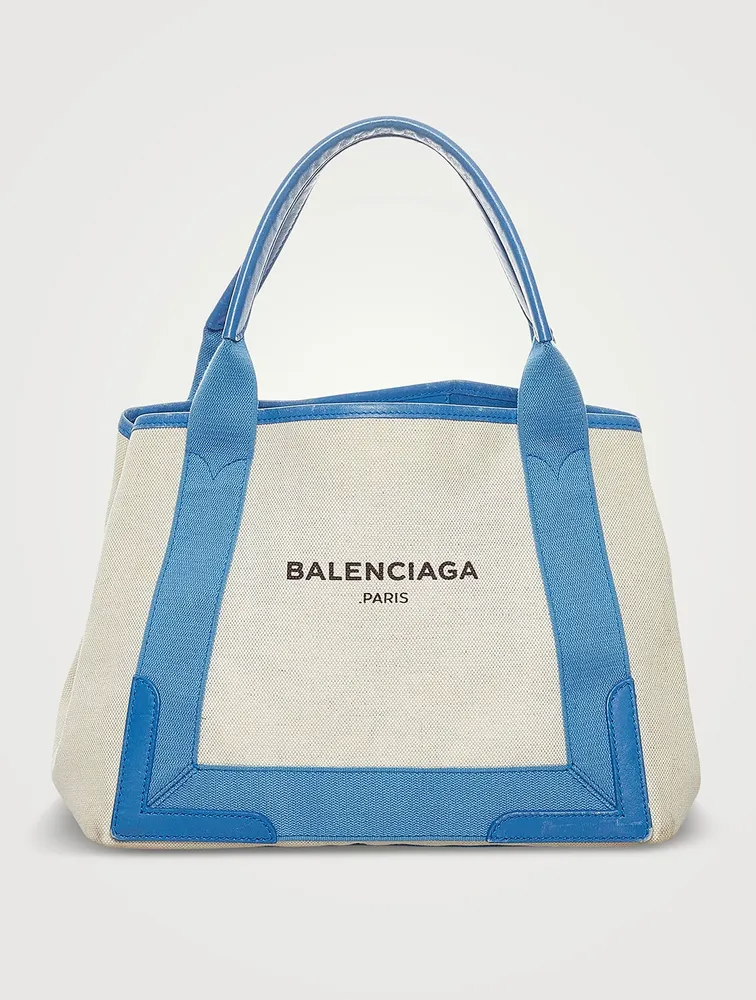 BALENCIAGA Pre-Loved Small Cabas Canvas Tote Bag