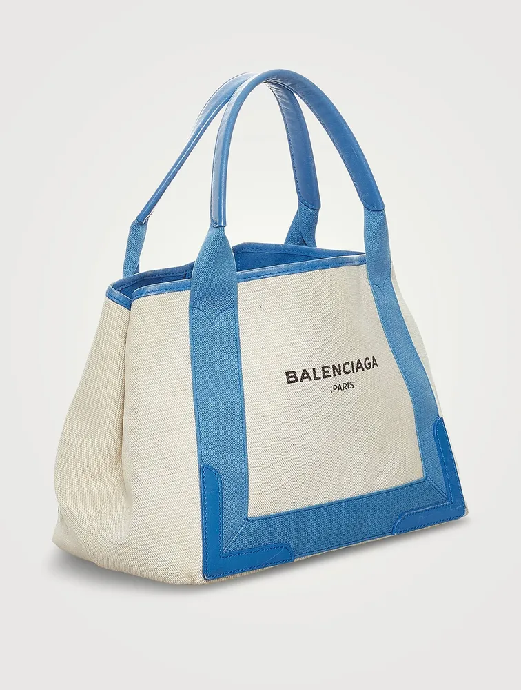 BALENCIAGA Pre-Loved Small Cabas Canvas Tote Bag