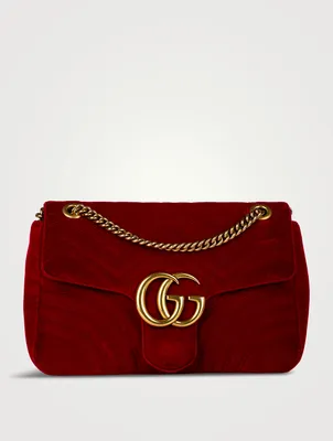 Pre-Loved Medium GG Marmont Matelassé Velvet Shoulder Bag