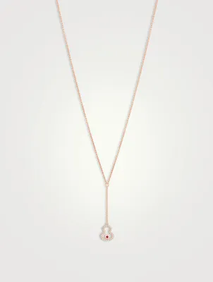 Qeelin x Holt Renfrew Petite Wulu 18K Rose Gold Necklace With Diamonds And Ruby - Limited Edition