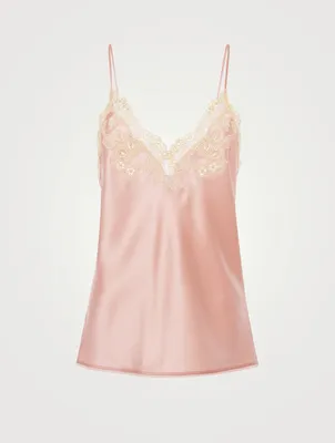 Silk Camisole With Frastaglio Embroidery