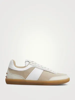 Smooth Leather and Suede Tabs Sneakers