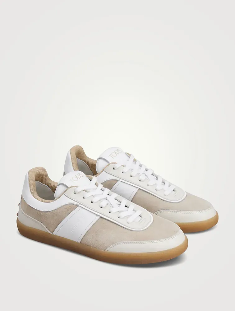 Smooth Leather and Suede Tabs Sneakers