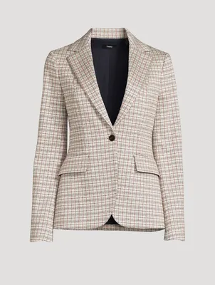 Riding Blazer In Grid Print