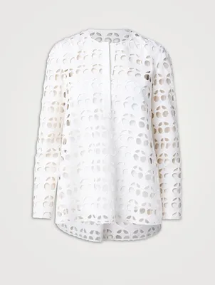 Dot Cut-Out Embroidered Blouse