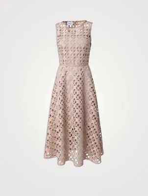 Dot Cut-Out Embroidered Belted Dress