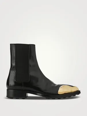 Leather Chelsea Boots With Metal Toe