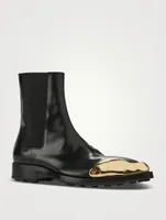 Leather Chelsea Boots With Metal Toe