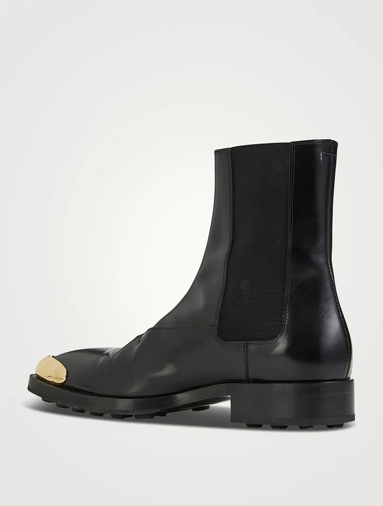 Leather Chelsea Boots With Metal Toe