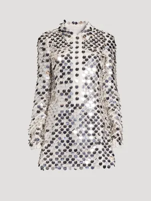 Sequin-Embroidered Shirt Dress