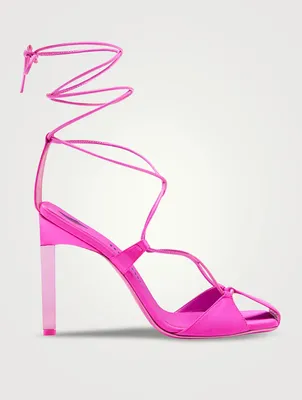 Adele Satin Sandals With Ankle Ties