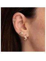 Medium 14K Gold Wavy Hoop Earrings With Diamonds
