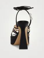 Bow Crystal-Embellished Satin Platform Sandals