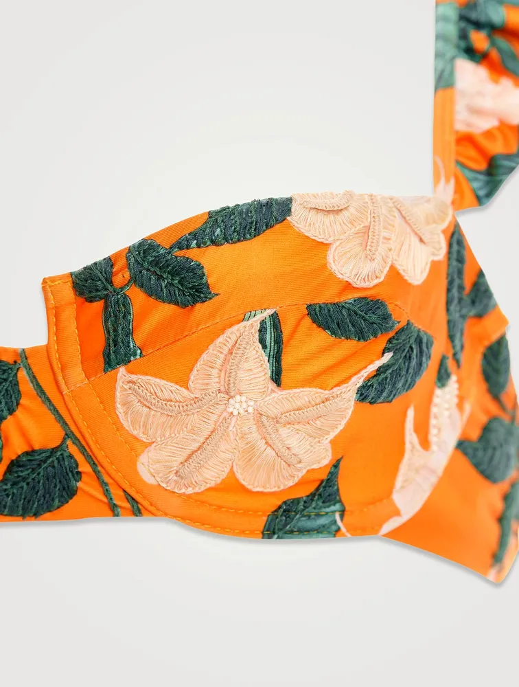 Kiwi Ruffle Balconette Bra Swim Top Floral Print