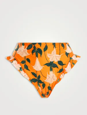 Jengibre High-Waisted Ruffle Swim Bottoms Floral Print