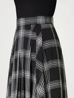 Silk Organza Midi Skirt Check Print